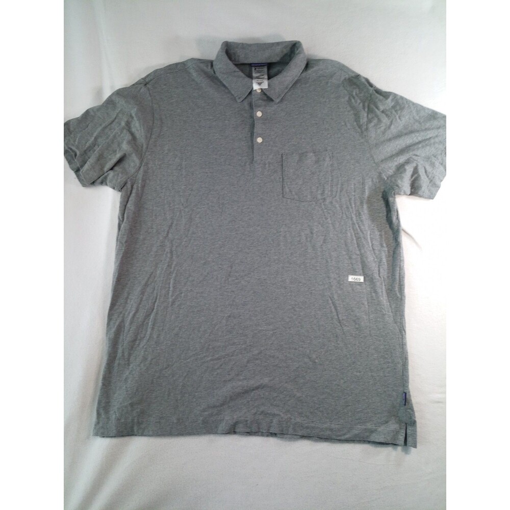 Patagonia Polo Shirt Mens XXL Gray Organic Cotton Short Sleeve Pocket Casual